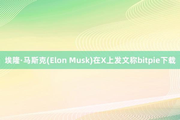 埃隆·马斯克(Elon Musk)在X上发文称bitpie下载