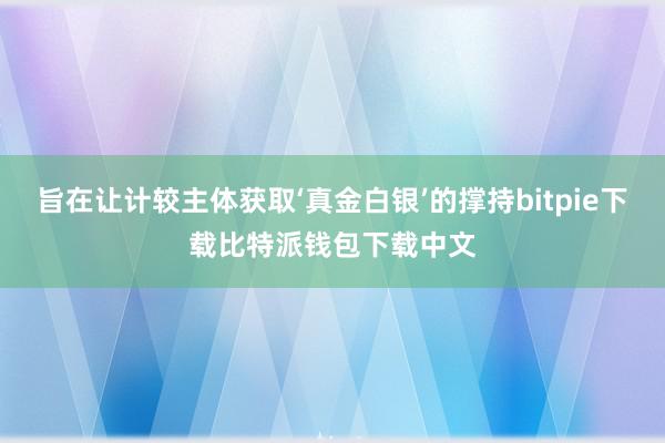 旨在让计较主体获取‘真金白银’的撑持bitpie下载比特派钱包下载中文