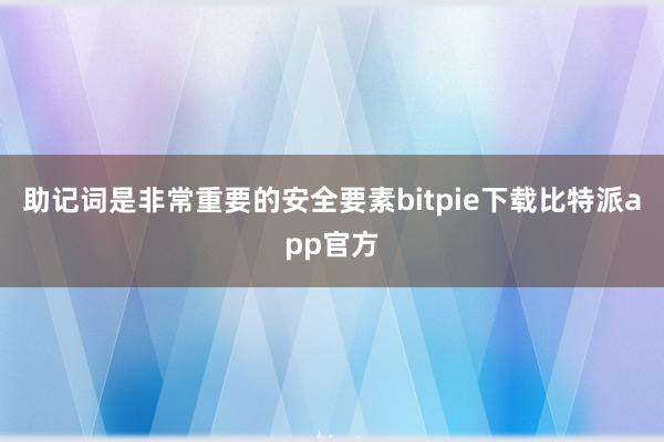 助记词是非常重要的安全要素bitpie下载比特派app官方