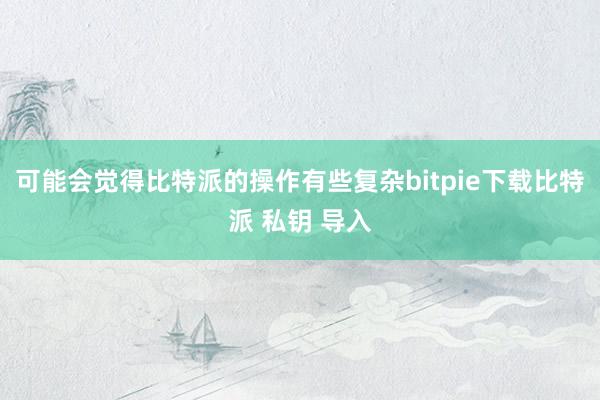 可能会觉得比特派的操作有些复杂bitpie下载比特派 私钥 导入