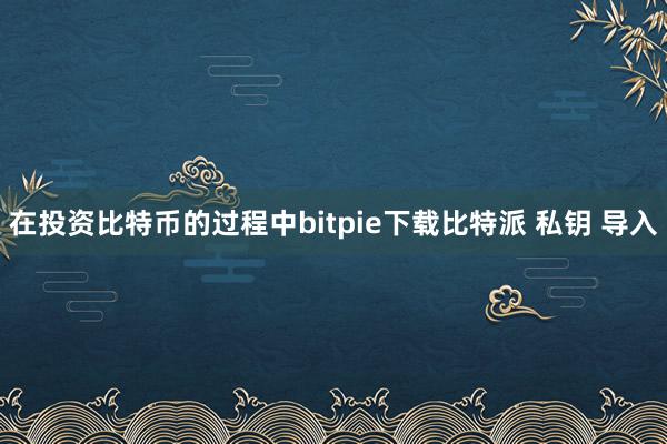 在投资比特币的过程中bitpie下载比特派 私钥 导入