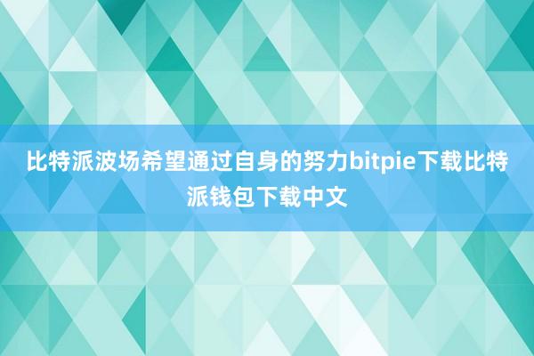 比特派波场希望通过自身的努力bitpie下载比特派钱包下载中文