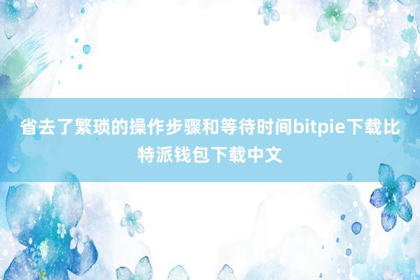 省去了繁琐的操作步骤和等待时间bitpie下载比特派钱包下载中文