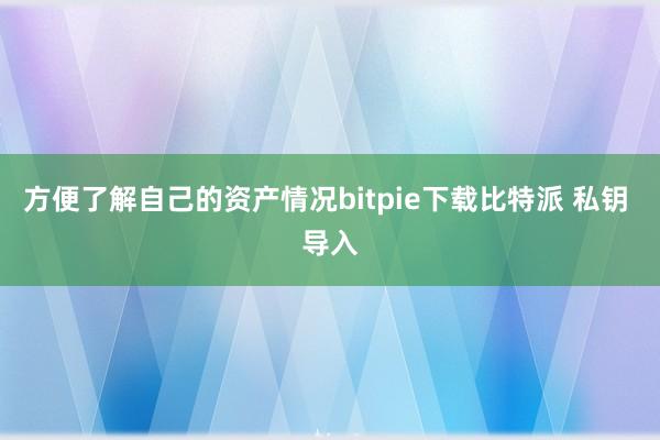 方便了解自己的资产情况bitpie下载比特派 私钥 导入