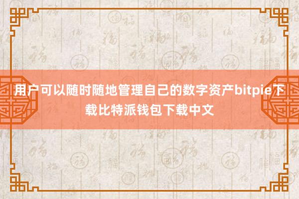 用户可以随时随地管理自己的数字资产bitpie下载比特派钱包下载中文