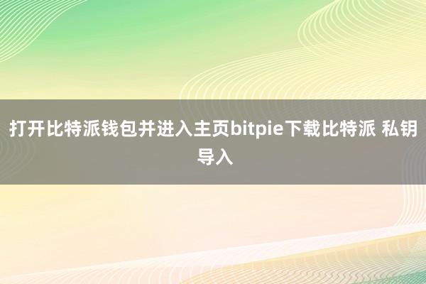 打开比特派钱包并进入主页bitpie下载比特派 私钥 导入