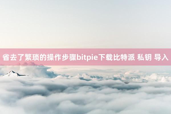 省去了繁琐的操作步骤bitpie下载比特派 私钥 导入