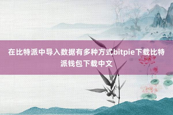 在比特派中导入数据有多种方式bitpie下载比特派钱包下载中文