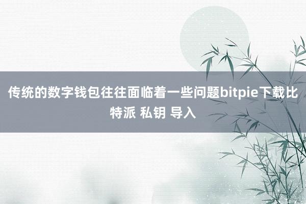 传统的数字钱包往往面临着一些问题bitpie下载比特派 私钥 导入