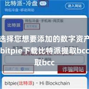 选择您想要添加的数字资产bitpie下载比特派提取bcc