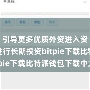 引导更多优质外资进入资本市场进行长期投资bitpie下载比特派钱包下载中文